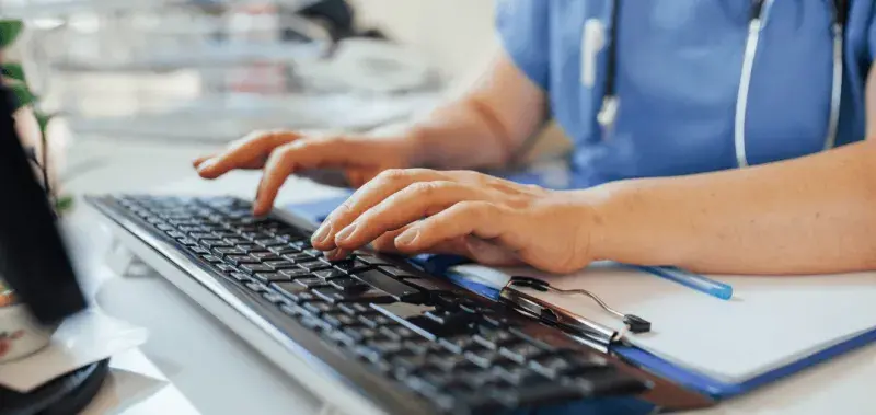 doctor typing