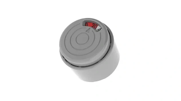 view of aerocount dose counter from top angle