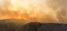 smokey sky above mountains